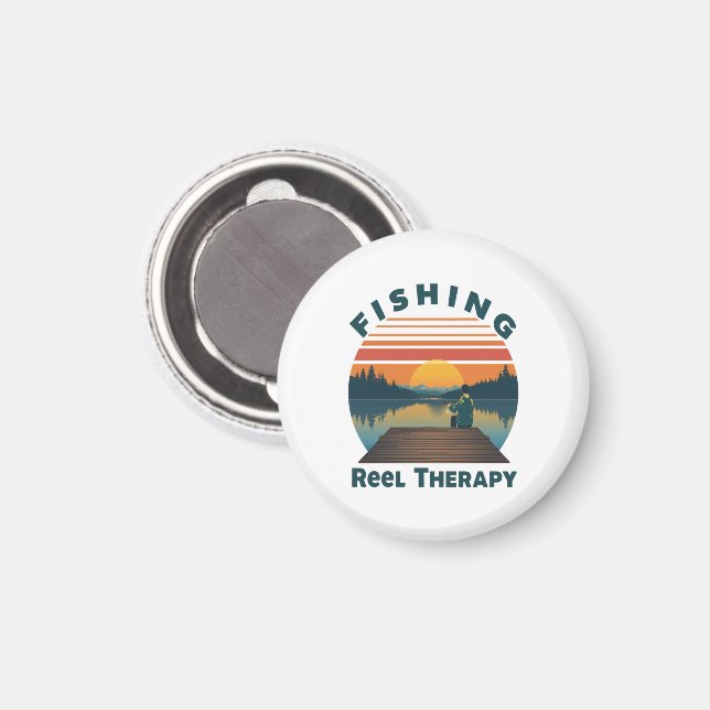 Fishing Reel Therapy Dad Magnet (Front/Back)