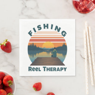 Fishing Reel Therapy Dad Napkin