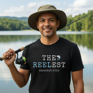 Fishing Reelest Grandad Ever Blue Fish Fisherman T-Shirt