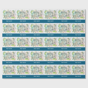 Fishing Reeling in Retirement Party watercolor Wrapping Paper