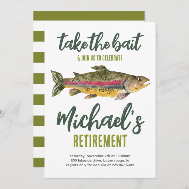 Fishing Retirement Invitation- Take the Bait Invit Invitation (Front/Back)