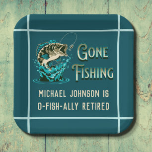 Fishing Retirement Party - Gone Fishing Invitation Paper Plate