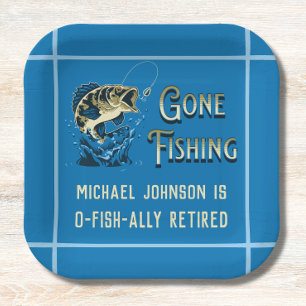 Fishing Retirement Party - Gone Fishing Invitation Paper Plate
