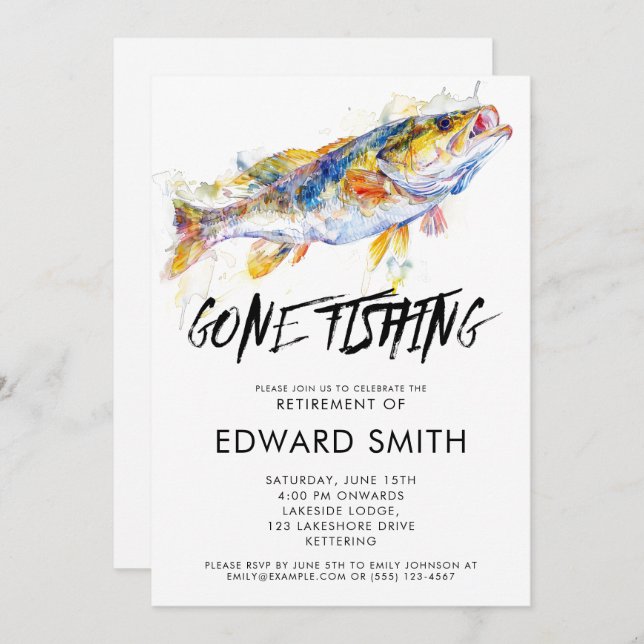 Fishing Retirement Party Invitation (Front/Back)