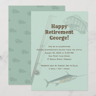 Fishing Retirement Party Rod n Reel Invitation