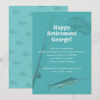 Fishing Retirement Party Sea Blue Invitation