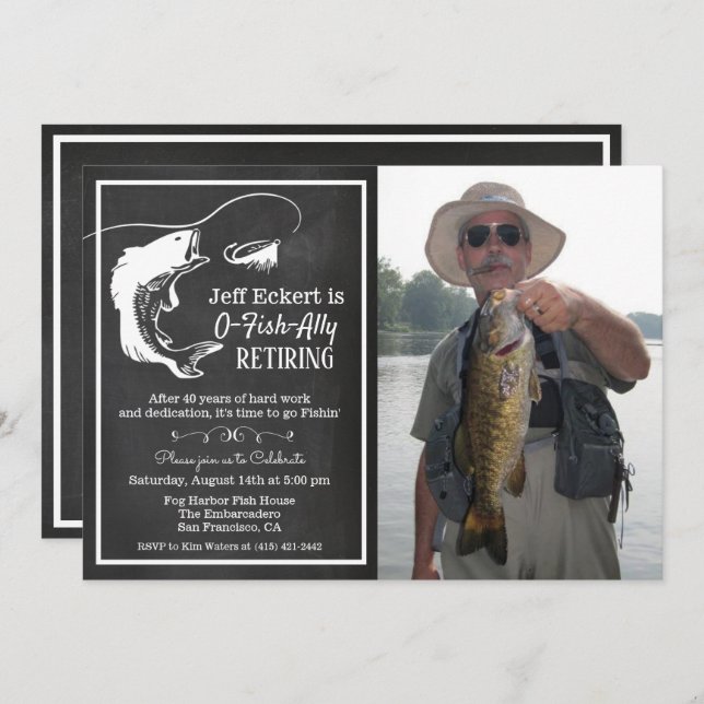 Fishing Retirement Photo Invitation (Front/Back)
