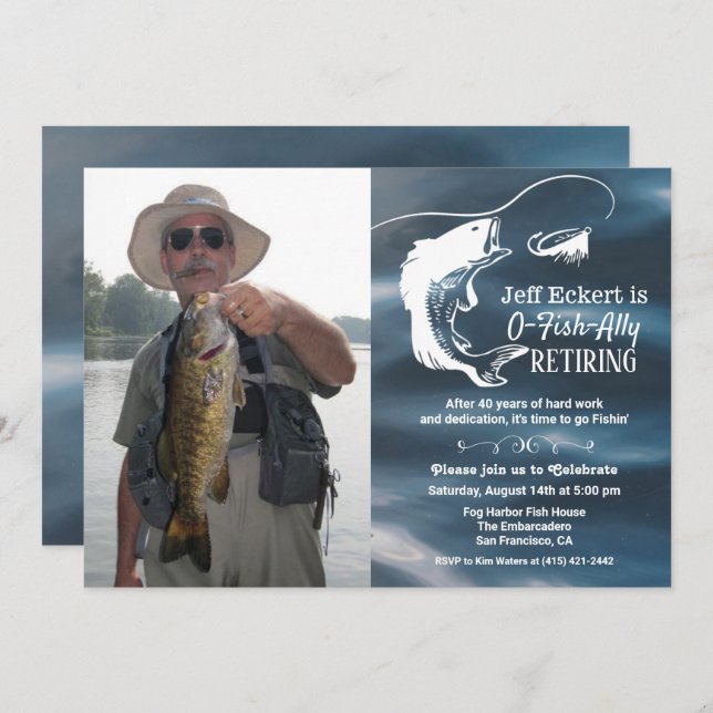 Fishing Retirement Photo Invitation (Front/Back)