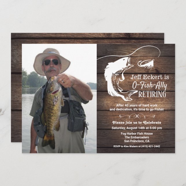 Fishing Retirement Photo Invitation (Front/Back)