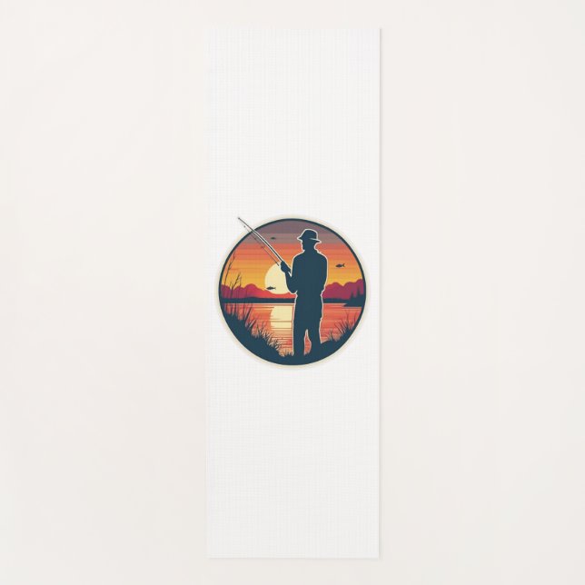 Fishing Retro Fishing Fish Sea Sunset Yoga Mat (Front)