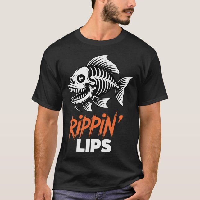 Fishing Rippin' Lips Fish Bones T-Shirt (Front)