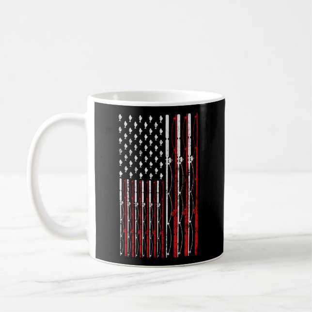 Fishing Rod American Flag Fishing Coffee Mug (Left)