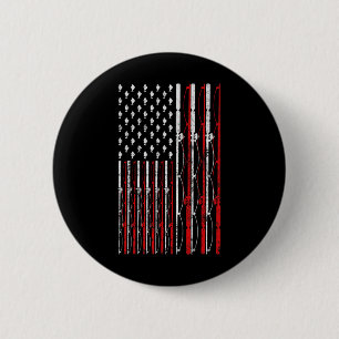 Fishing Rod American Flag Funny Vintage Fishing 6 Cm Round Badge
