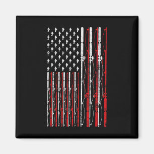 Fishing Rod American Flag Funny Vintage Fishing  Magnet