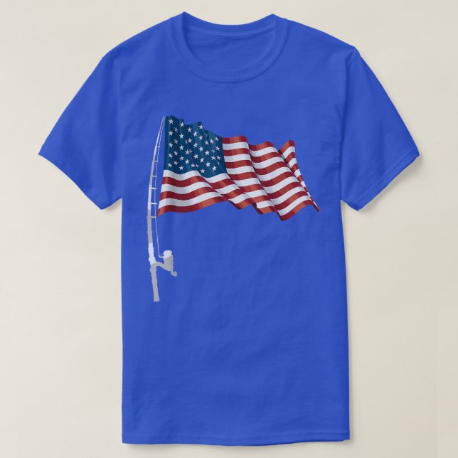 Fishing Rod American Flag Patriotic Fisherman 4th  T-Shirt (Design Front)