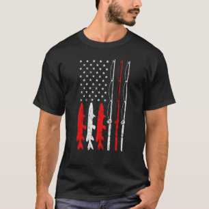Fishing Rod American Flag Vintage Fishing For Fis T-Shirt