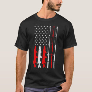 Fishing Rod American Flag Vintage Fishing  For Fis T-Shirt