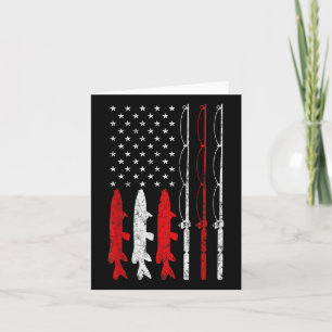 Fishing Rod American Flag Vintage Fishing Gift For Card