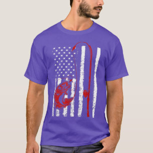 Fishing Rod American Flag Vintage Fishing Gift for T-Shirt