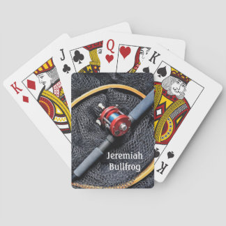 Fishing - Rod and Reel, Landing Net personalise Playing Cards