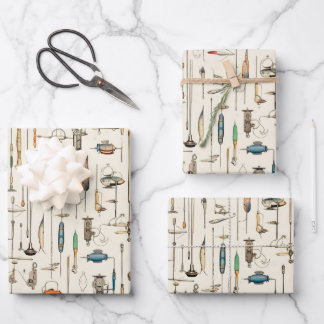 Fishing Rod Lures Tackle Sports Wrapping Paper Sheet
