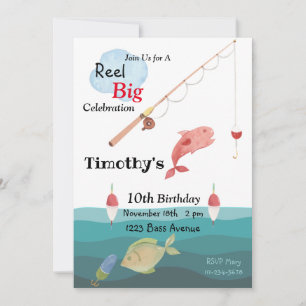 Fishing, Rod, Reel, Water Birthday Invitation