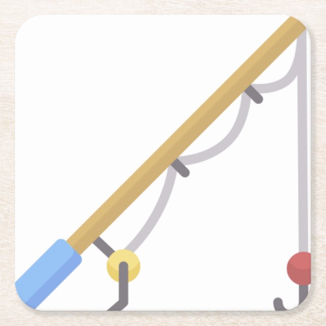 Fishing rod square paper coaster (Front)