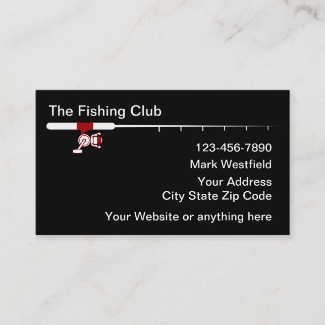 Fishing Rod Theme Simple Business Cards (Front)