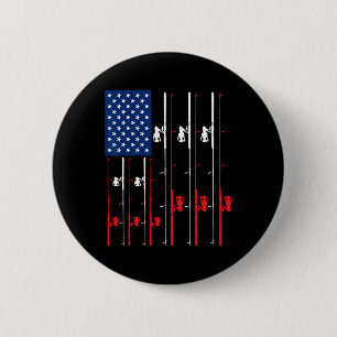 Fishing Rod Us Flag Shirt Cute Fish Hunting Gift 6 Cm Round Badge
