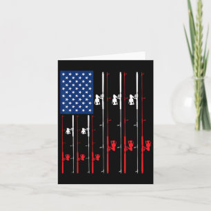 Fishing Rod Us Flag Shirt Cute Fish Hunting Gift Card