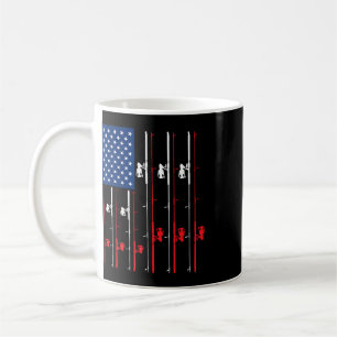 Fishing Rod Us Flag Shirt Cute Fish Hunting Gift Coffee Mug