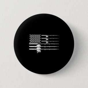 Fishing Rod Us Flag Vintage Patriotic Fisherman An 6 Cm Round Badge