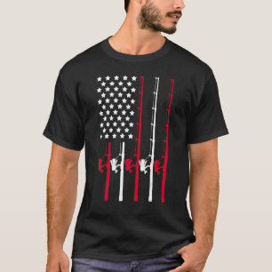Fishing Rod With American Flag Fisherman 4th Of Ju T-Shirt