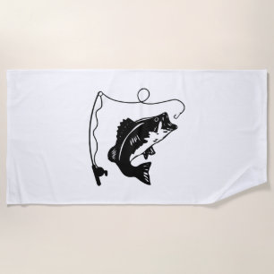 Fishing rod with fish beach towel