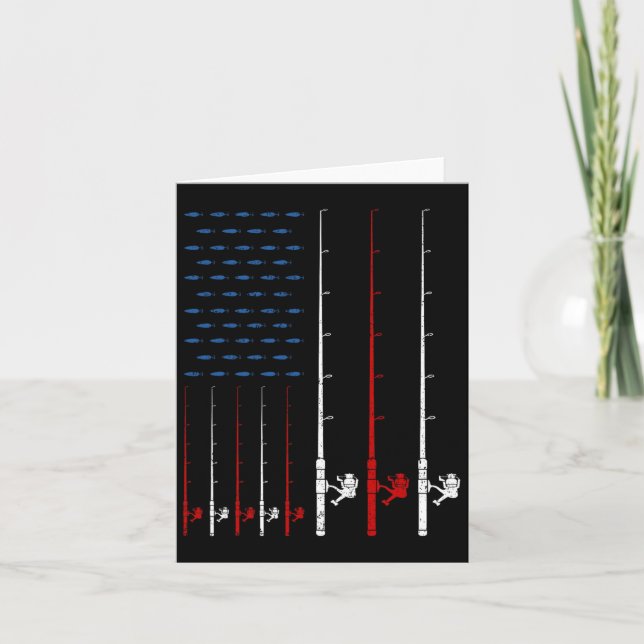 Fishing Rods American Flag  Card (Front)