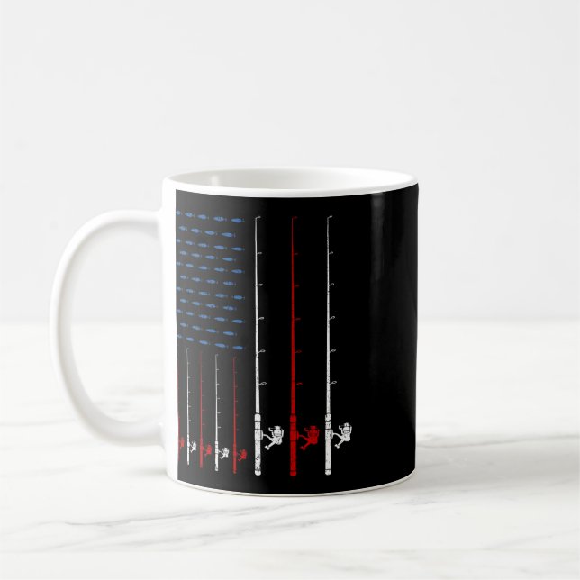 Fishing Rods American Flag  Coffee Mug (Left)