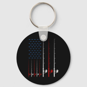 Fishing Rods American Flag Key Ring