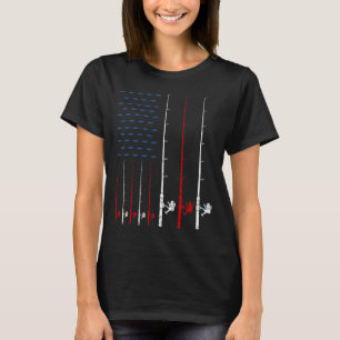 Fishing Rods American Flag  T-Shirt