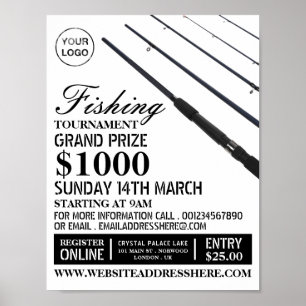 Fishing Rods, Fishing Tournament Event Advertising Poster