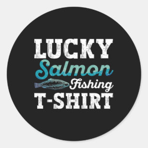 Fishing Salmon Shirt Men Fish Salmon Fisherman Classic Round Sticker