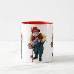 **FISHING SANTA CLAUS** CHRISTMAS Two-Tone COFFEE MUG