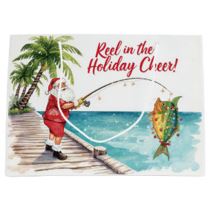 Fishing Santa Florida Christmas Gift Bag