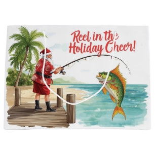 Fishing Santa Florida Christmas Gift Bag