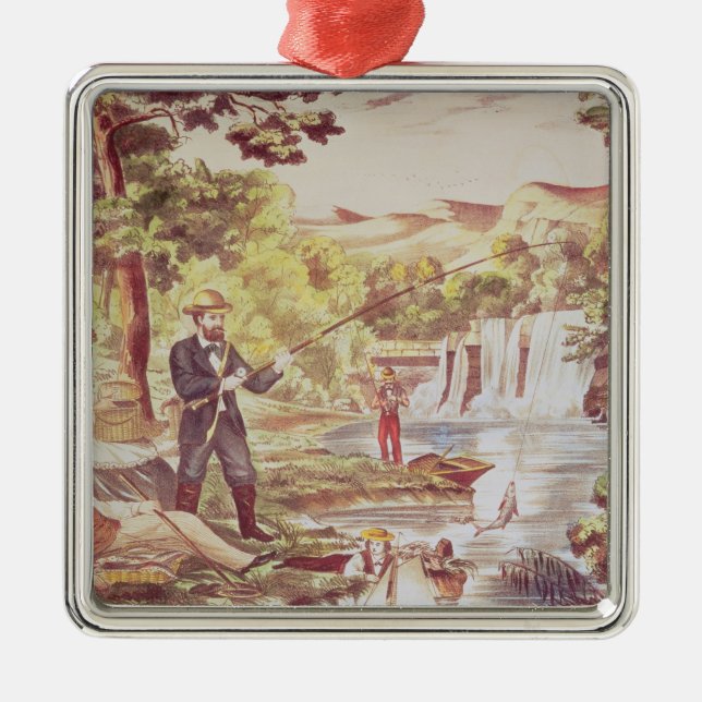 Fishing Scene Metal Ornament (Front)