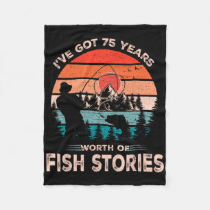 Fishing Shirts For Men 75 Years Old 75th Birthday Fleece Blanket