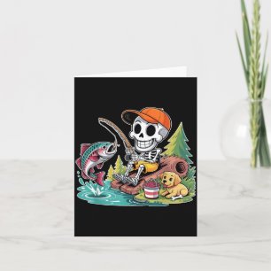 Fishing Skeleton With Dog And Jumping Fish Card