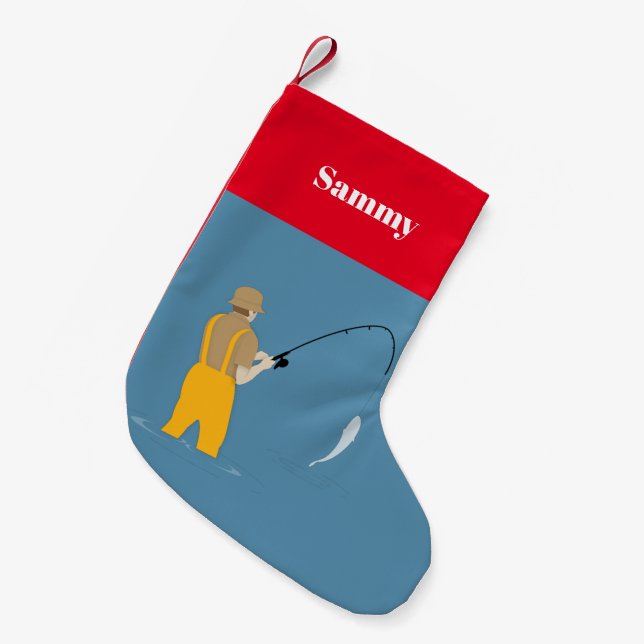 Fishing Small Christmas Stocking (Front (Hanging))