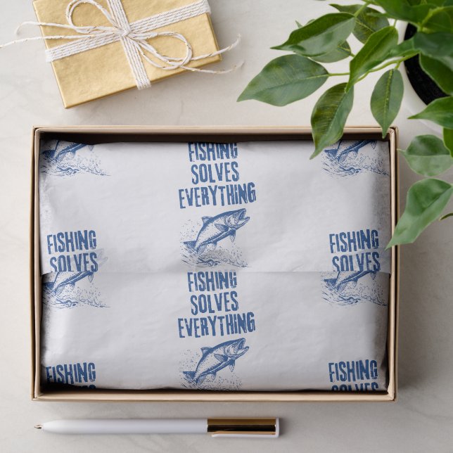 Fishing Solves Everything | Funny Birthday Gift  Tissue Paper (Gift)