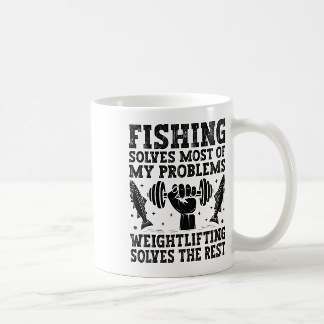 Fishing Solves Most Of My Problems Weightlifting S Coffee Mug (Right)