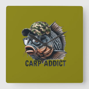Fishing square wall clock